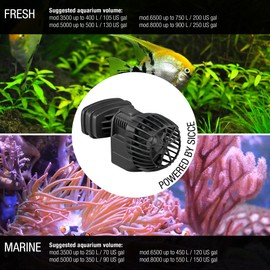 SICCE XSTREAM 5000 Wave Maker Flow Pump 1320 GPH | 360° Adjustable Quiet Submersible Magnetic Powerhead for Saltwater & Freshwater Tanks, Aquarium Water Circulation Pump up to 130 Gallons