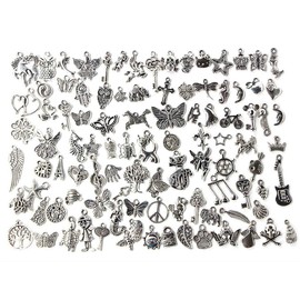 100 piezas plata vintage colgantes de los encantos para la joyería de fabricación a mano para collar pulsera cuelga la fabricación de joyas y elaboración