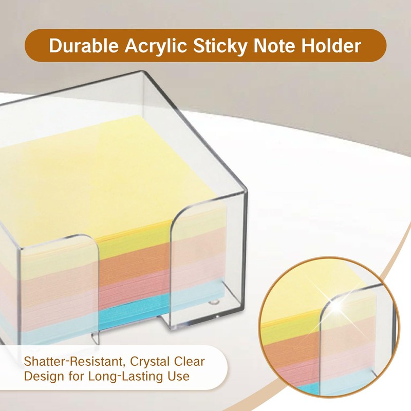 OKKRMGZ Acrylic Post It Holder for Desk Clear Self Stick