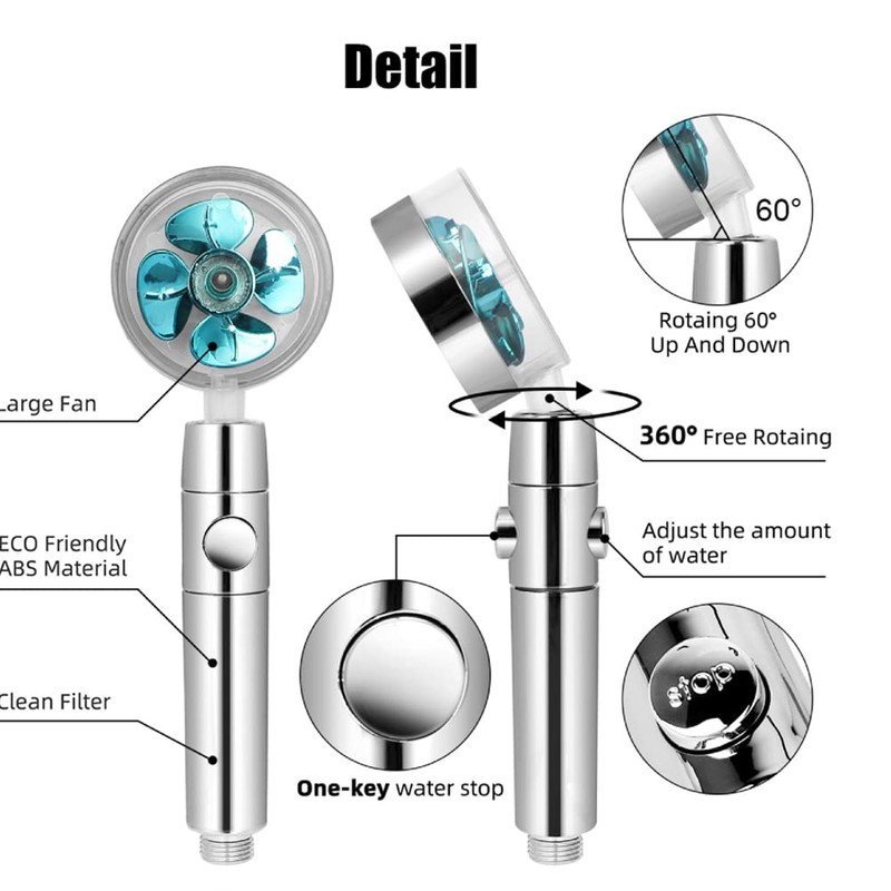 Magik Water Saving Flow 360 Spinning High Pressure Nozzle Shower