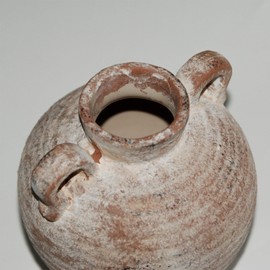 Ceramic Flower Vase with Vintage Handles，Farmhouse Rustic, 6-inch vase