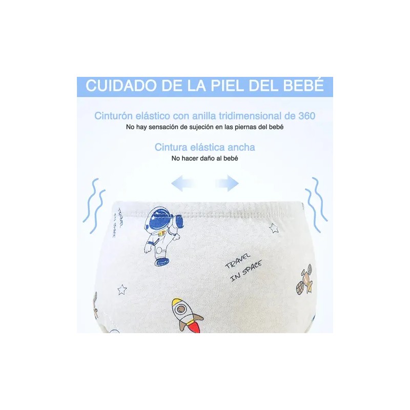 6 Pañales Entrenadores Reutilizables Ecológico Algodón Niños