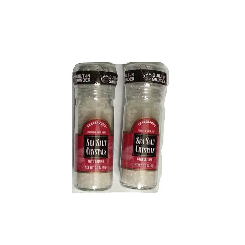 Trader Joe's Sea Salt Crystals with Built-in Grinder 3.3 Ounce