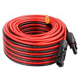 Solar to XT60 Extension Cable 10AWG 50FT Solar Connector to XT60 Adapter Cable for Solar Panel to Portable Power Station Solar Generator Battery Pack