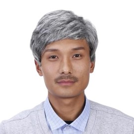 REMDY Men's Wig, Adjuster, Full Wig, Dandy, Men's, Middle-Aged Wig, Lightweight, Medical Use, Gray Hair, Silver Hair, Wig Net Included, Gray Black