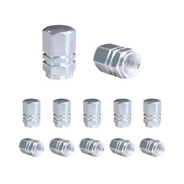 Ohleats 12 PCS Car Tire Valve Stem Caps, Leakproof Tire Air Cap with O Rubber Seal, Aluminium Wheel Valve Dust Cover for SUV Truck Motorcycle Bike, Universal Car Accessories (Silver)