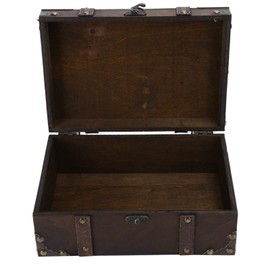 lyrlody Storage Case,Vintage Wooden Storage Box Decorative Treasure Jewelry Chest with Lock Home Decoration for Bedroom Living Room(6282-2302)