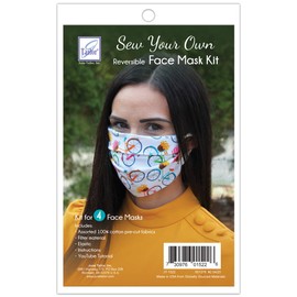 JUNMN Reversible Kit for Sewing Four face Masks in Adult/Youth/Child Sizes. Assorted 100% Cotton pre-Cut Fabrics, Filter Material, Elastic and Instructions Included 4 Count