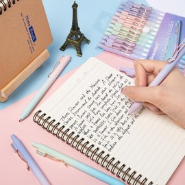 Drawdart Smooth Writing Pens, 12 Pcs No Bleed & Smear, Black Ink Fine Point (0.5mm), Retractable Aesthetic Journaling Pens for Women & Men