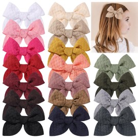 ZOONAI 3.3 Inch Baby Girl Hair Bows Small Boutique Hair Clip Teens Toddlers Hairpin Headwear Hair Accessories - Set of 2 (Beige)