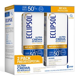 Eclipsol - Ultra Crema FPS 50+ de Bolsillo, Protector Solar, 2 Pzas 60 g