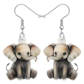 BAMAY Funny Elephant Earrings Dangle Acrylic Jungle Animals Anime Jewellery Elephant Gifts for Women Girls Charms, Acrylic, No Gemstone