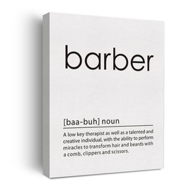 BIQRP Barber Definition Wall Art, Barber Shop Decor, Modern Barbershop Barber Quote Print Framed Canvas Painting Artwork For Home Office Living Room Salon Barbershop Decor 11.5x15 Inch