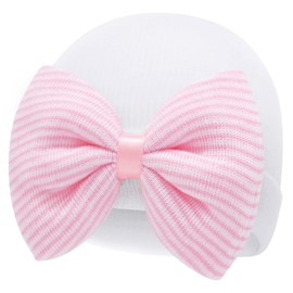 Olreco Baby Girl Hats Baby Beanie Newborn Hats Baby Beanies 0-3 Months Newborn Hat Preemie Hat Newborn Beanie Newborn Girl Hats White Pink