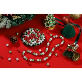 QINJIEJIE 100pcs 10mm Rhinestone Beads for Jewelry Making, Christmas Beads Sparkle Clay Baseball Beads Shamballa Diamond Beads Bulk Disco Ball Christmas Beads for Bracelet Necklace Making