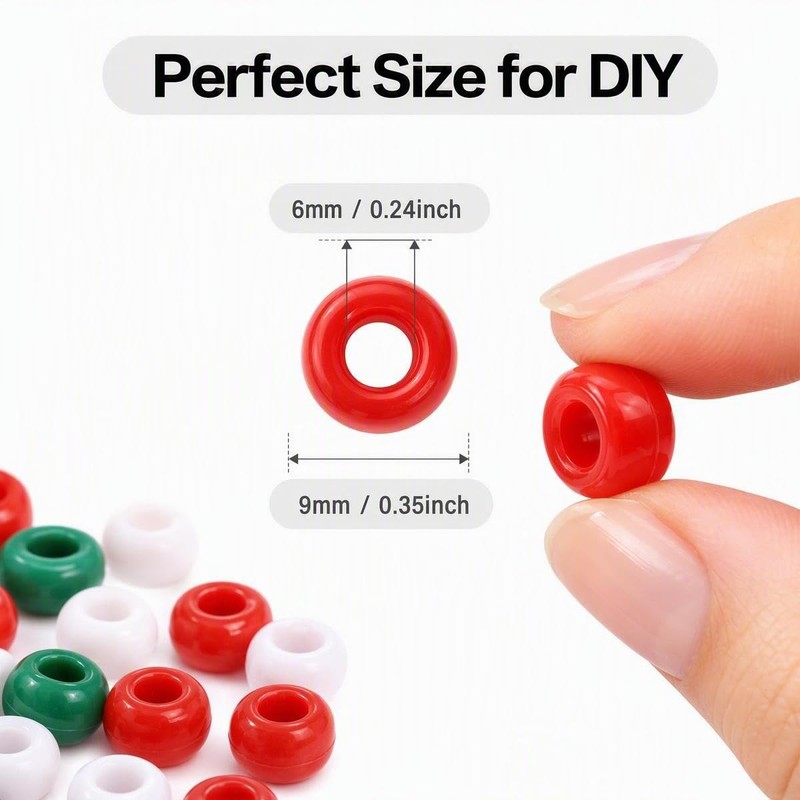 500Pcs Christmas Pony Beads Bulk Acrylic Beads for Jewelry Making