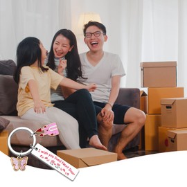 AOBIURV Friendship Gifts for Women Bestie Teen Girls BFF Long Distance Moving Away Keychain Birthday Gifts for Best Friends Sister Mothers Day Christmas Graduation I Wish You Lived Next Door Keyring