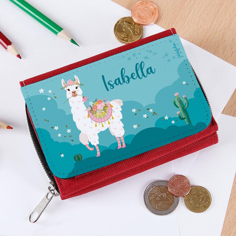 Striefchen® Children's Wallet with Llama Motif and Name of Choice,