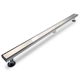 SaniteModar Linear Shower Drain 48 inch with Tiled Stealth and 304 Stainless Steel Brushed Polished 2 in 1 Panels.Tile Insert Shower Drain Equipped Adjustable Feet,Hair Filters…