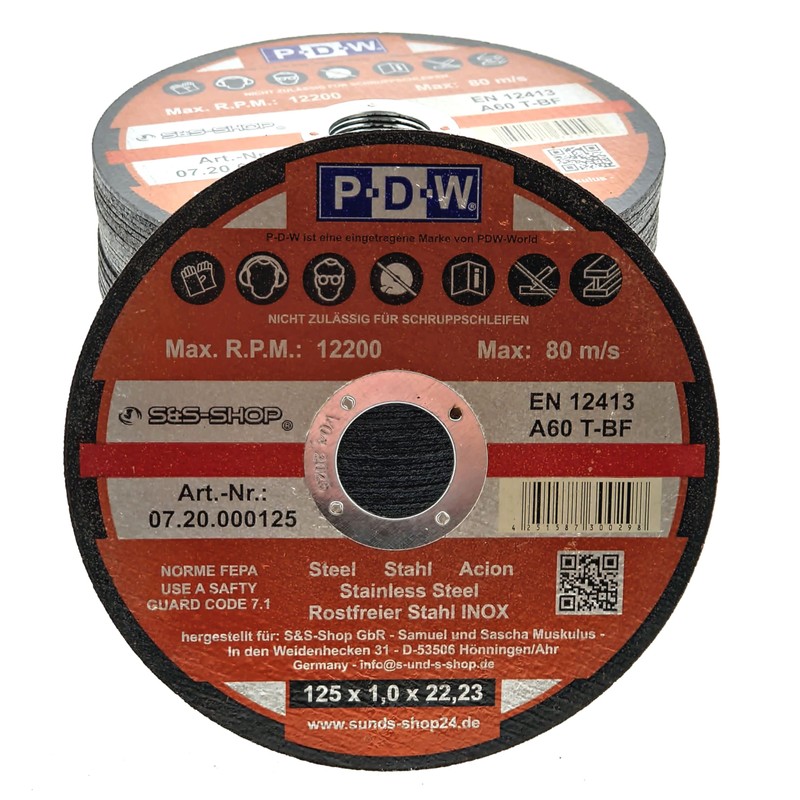 Pack of 20 Cutting Discs Diameter 125 x 1.0 mm