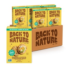 Back to Nature - Stoneground Wheat Crackers - Rosemary & Olive Oil - Real Ingredients like Whole Grain Wheat, Flax Seed and Sea Salt - Dairy Free & Non-GMO - 5 ounce (Pack of 6)