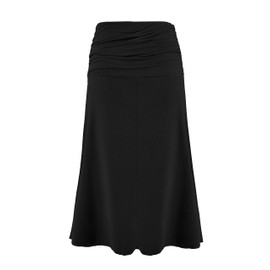 Laphilo Women's Plain Viscose Casual Elastic Waist Flared Midi Skirt Comfortable Lightweight 9521, black