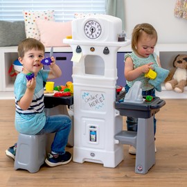 Simplay3 Cooking Kids Dine-in Kitchen Set with 2-Seat Table and 32 pc Kids Kitchen Set