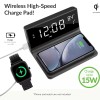 Supersonic Dual Alarm Clock with 2-in-1 Wireless Charger w 4