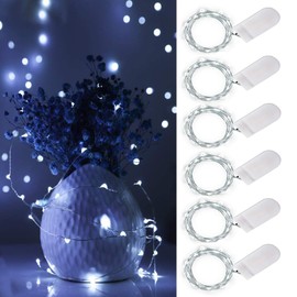 Ostwiki Fairy Lights Battery Operated String Lights 6 Pack Mini Lights, 20 LED 7ft Twinkle Firefly Starry Lights for DIY Craft Mason Jar Bedroom Wedding Party Table Christmas Decoration (Cool White)
