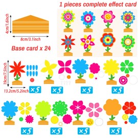 24 Packs Flower Craft Kits for Kids Spring Time Flower DIY Art Craft Set Home Preschool Classroom Game Activities Spring Easter Party Decors