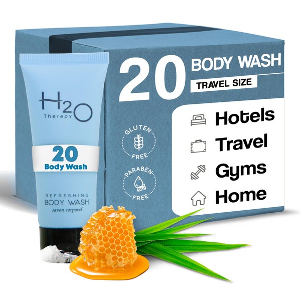 H2O Therapy Body Wash Soap, Travel Size Hotel Hospitality, 0.85