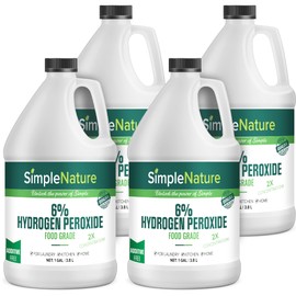 SimpleNature 6% Food Grade Hydrogen Peroxide Solution - 4 Gallons - Natural Multipurpose Cleaner - Made in USA - Ideal for Commercial, Residential, Kitchen, Bath, Laundry, and More - Ecofriendly