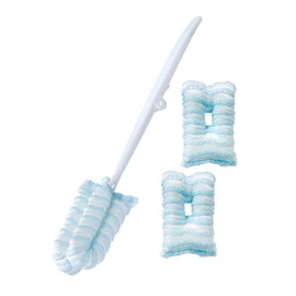 Mamei AZ-139 Bottle Washing Sponge with Handle, Spare Included, Approx. 2.4 x 1.8 x 14.6 inches (6 x 4.5 x 37 cm), Blue, Foldable, Compact, Cold Water Bottle, Cup, Stainless Steel Bottle