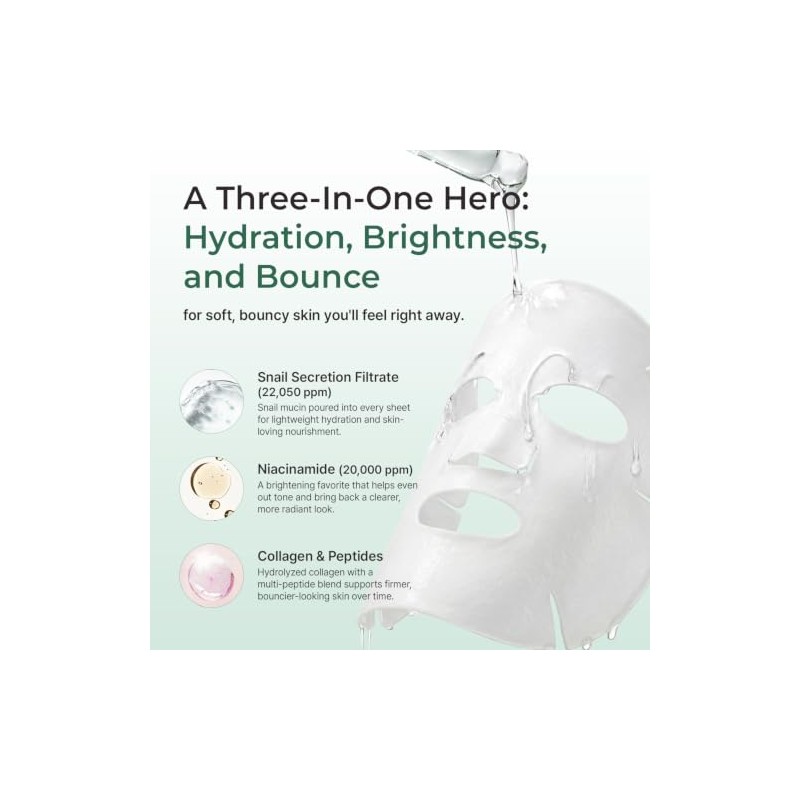 mothermade® Deep Moisturizing Rich Snail Facial Mask 10 individually packaged