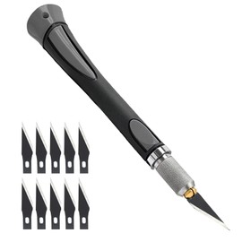 Dryxog 11 Stück Basteln Skalpell, Skalpell Messer, Carving Craft Messer, Bastelmesser Set, Cuttermesser mit Softgriff Inklusive mit 10 Ersatzklingen mit Einem Rostschutz-öLfilm Beschichtet (Grau)