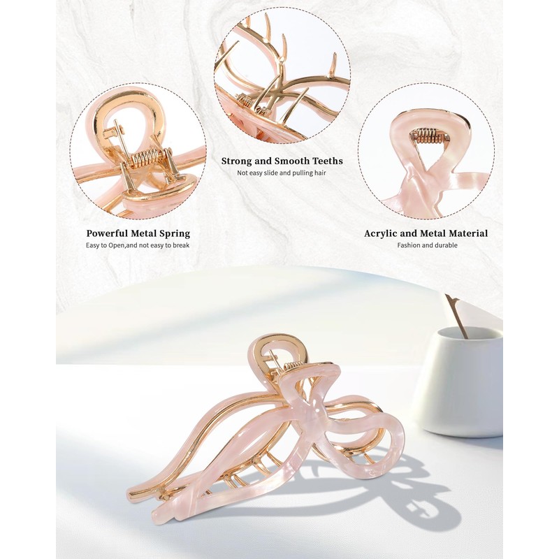 WELROG 2 Pack Metal Bow Claw Clips - Non-Slip Hair