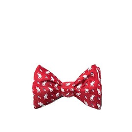 Men's 100% Silk Red Republican Elephant with American Flag Butterfly Self Tie Bow Tie