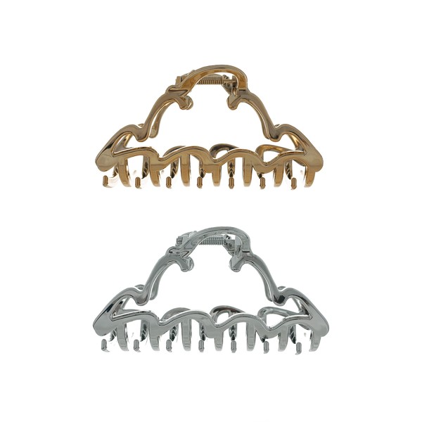 Ouidad Made for Curls XL Claw Clips, Gold and Silver, 2 Count