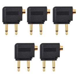 CENPEK 5 Pieces Aeroplane Airline Flight Adapter Headphones Dual 3.5 mm Male to 3.5 mm Female Headphone Jack Headset Connector Adapter