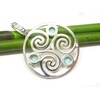 Silver Plated Turquoise Triskele Pendant Sterling Silver Protection Symbol Unisex,