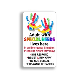 215 Decals Adult Special Needs Lives Here Sticker Home Alert Safety 911 Rescue Window Decal