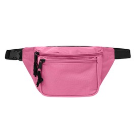 DALIX 3 Pocket Fanny Pack Money Pouch Concealer Runners Bag Waist Belt in Hot Pink