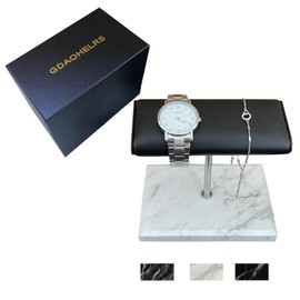 GDAOHELRS Men's Premium Watch Display Stand,Watch Stand,Watch Organizer,Watch Holder,Bracelet Display Stand,Elegant Marble Base with Leather Surface (white)