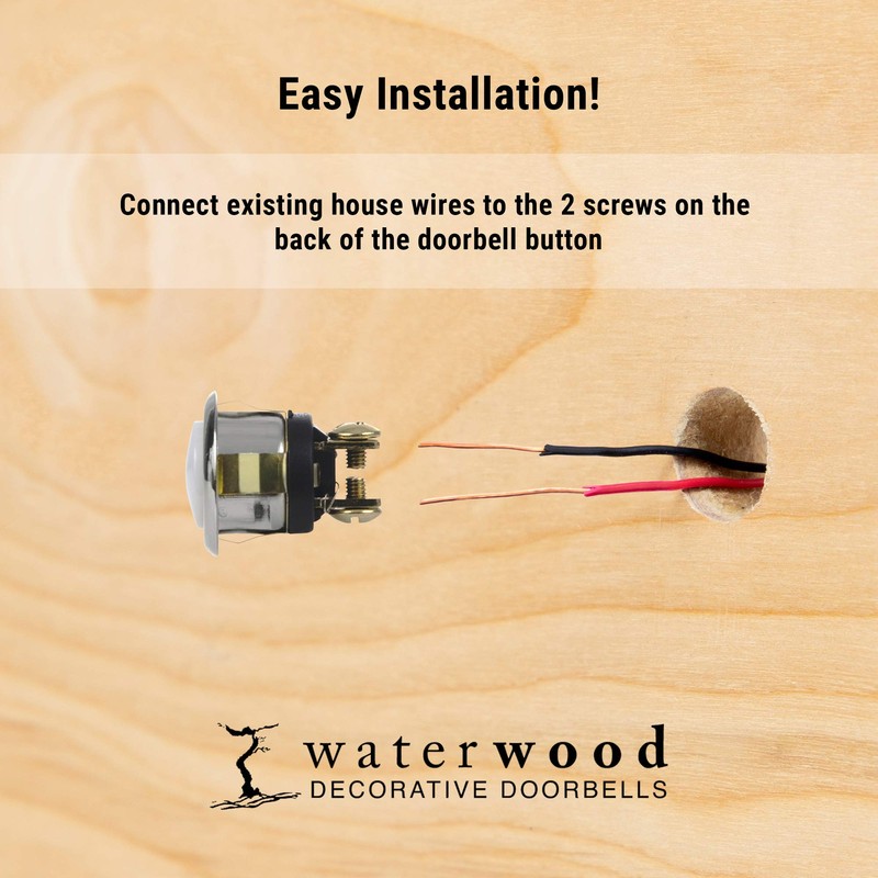 Waterwood Solid Brass Avalon Doorbell in Black - Wired &