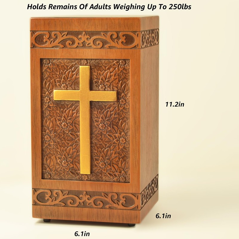engmvwod Large Wood Memorial Ash Urn, Cremation Adult Human Ashes