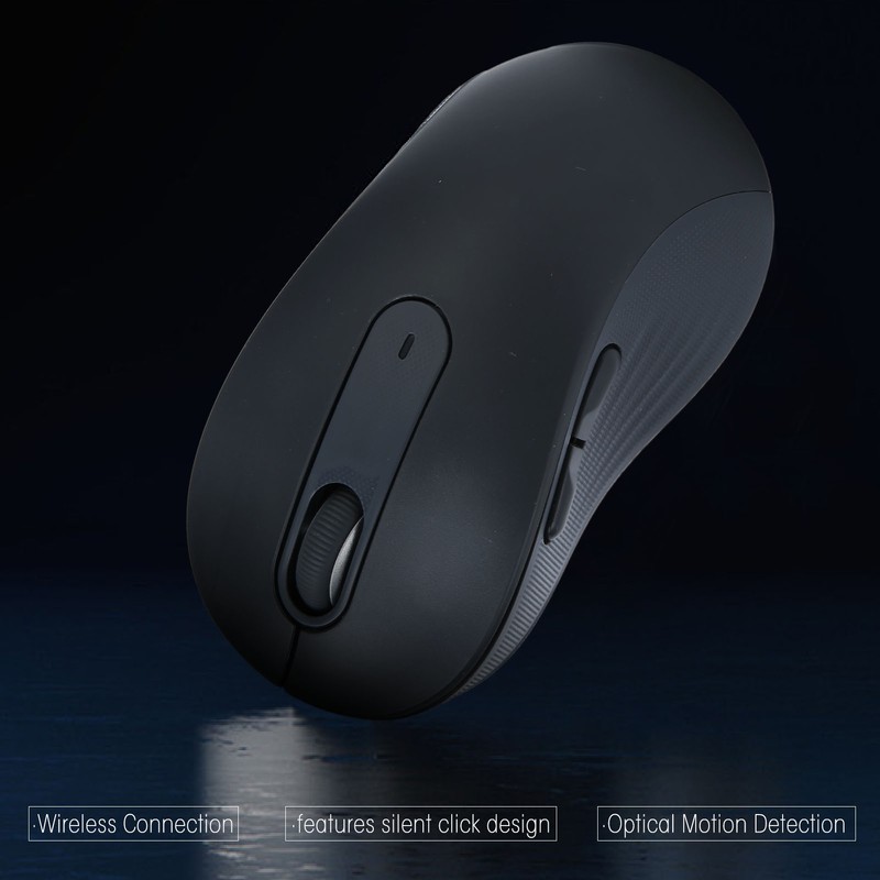 Wireless Mouse Black BT Or USB Receiver Silent Click Adjustable