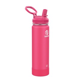 Takeya Actives Water Bottle with Straw Lid - Bottle with Double Stainless Steel Insulation - Dishwasher Safe & BPA-Free - Bottle with Straw Lid & Removable Bumper - 22 oz, Dragon Fruit