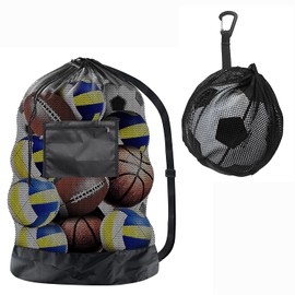 SIQITECHUK Extra Large Ball Bag with Single Ball Drawstring Bag for Football Basketball Rugby Mesh Drawstring Gym Bags Net Ball Storage Bags with Adjustable Shoulder Strap Storage Sack Holds