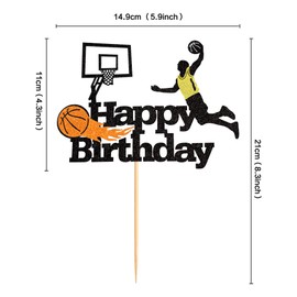 1 Stück Basketball-Kuchenaufsatz Alles Gute zum Geburtstag Schild Tortenaufsatz Basketballspieler Kuchendekorationen für Sport Thema Mann Junge Mädchen Geburtstagsparty Zubehör