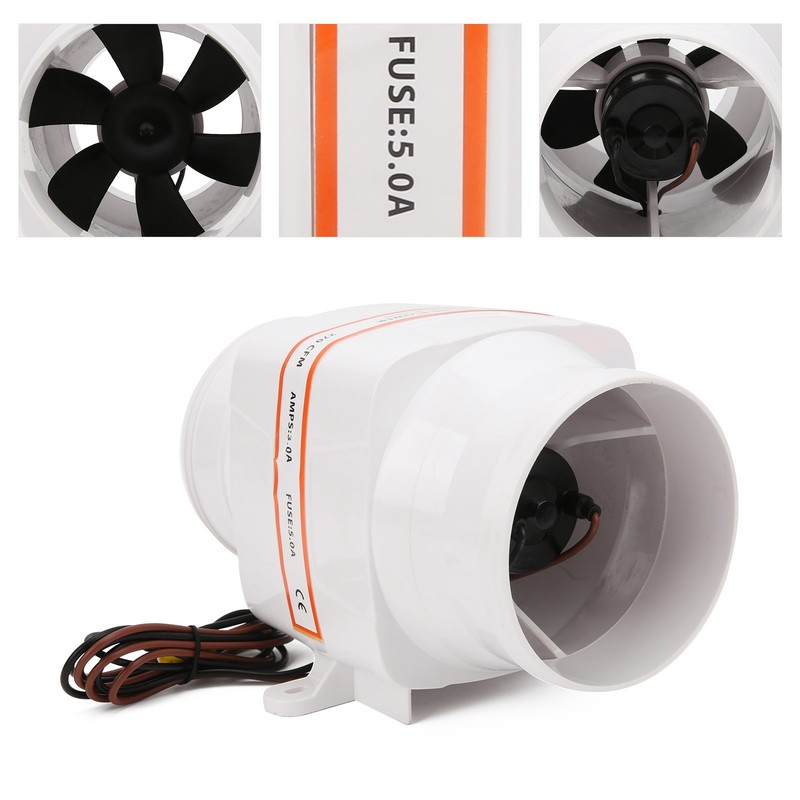 4in 270CFM Bilge Air Blower InLine Electric Waterproof White for